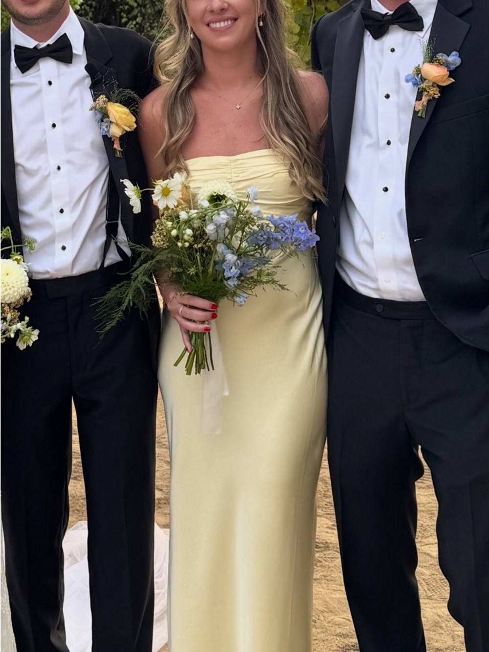 Strapless Light Yellow Satin Bridesmaid Dress Shona Joy